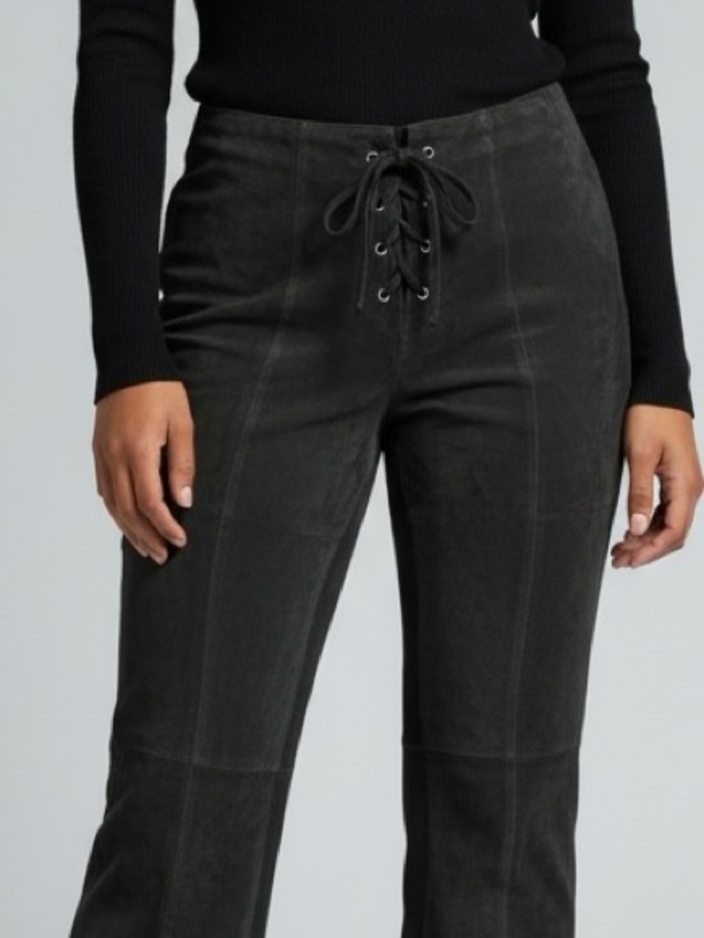 100%Suede Hypo Active Women's Black Lace-Up Wide-Leg Trousers size 20W. Vintage